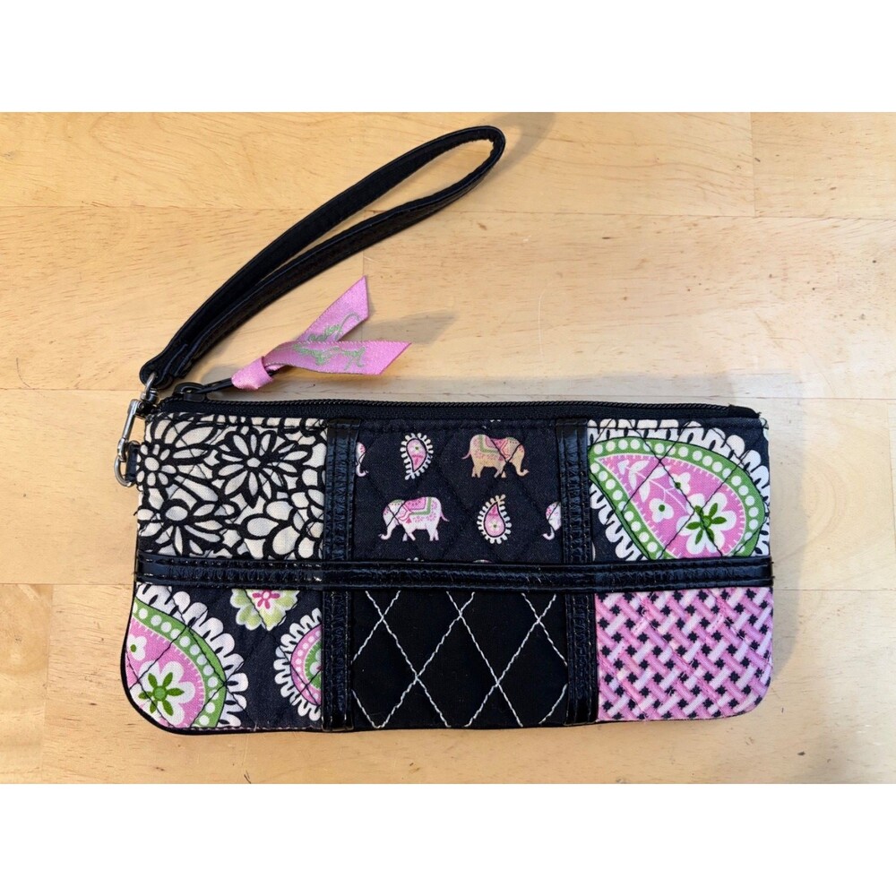 Vera Bradley Pink Elephant Patchwork Wristlet Wallet Purse - Picture 2 of 8